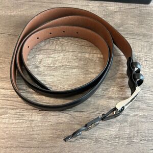 Mens Black Leather Belt 48 Full Grain Italian Leather Classic Buckle Modern